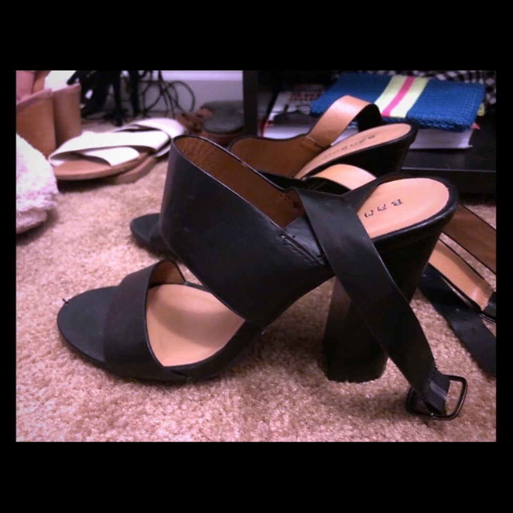 black chunk heels